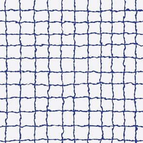 Wavy Grid in Blue on White