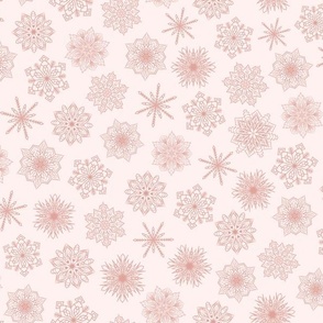 Small scale blush pink snowflakes