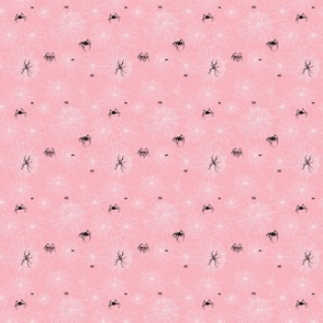 Spiders and Webs - pink and white - small 5 inch