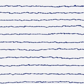Wavy Stripes in Blue on White