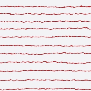 Wavy Stripes in Red on White