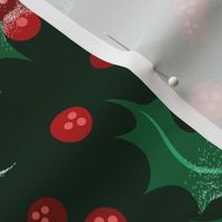 Frosty Holly Pattern - Evergreen