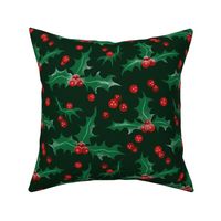 Frosty Holly Pattern - Evergreen