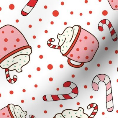 Large Scale Peppermint Candy Canes Hot Cocoa Mocha Latte Coffee Mugs