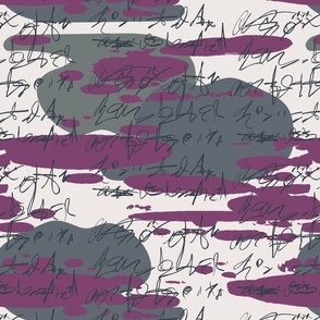 Abstract Layered Hand Lettering on Violet and Greys