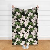 Retro Floral - White on Black