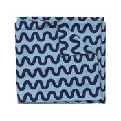 Wavy Lines - Dark Blue on Light Blue / LARGE