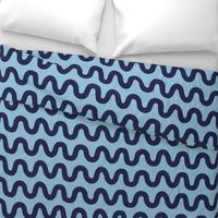 Wavy Lines - Dark Blue on Light Blue / LARGE