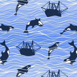 Orcas and Fishing Boats 