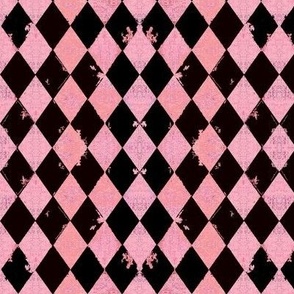 Harlequin Pink and Black (small 1.33  inch diamonds)