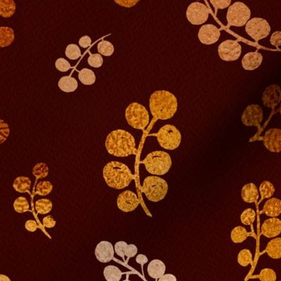 Gold&Copper Berries with Mottled Effect on Red | Medium Scale