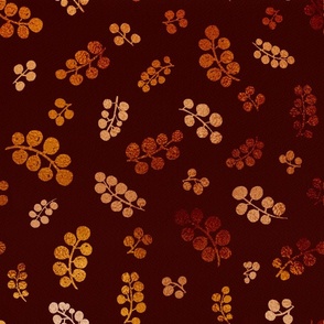 Gold&Copper Berries with Mottled Effect on Red | Medium Scale