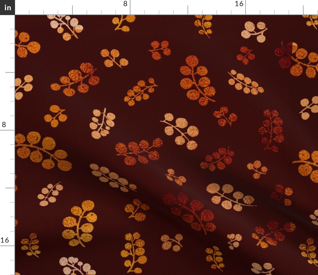 Gold&Copper Berries with Mottled Effect on Red | Medium Scale