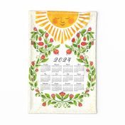 Cute Floral 2024 Calendar with Sun and Red Flowers