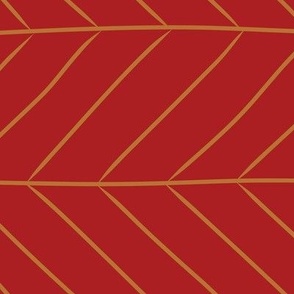 Large Christmas Poinsettia Leaf Vein Chevrons with a Upsdell Red Background