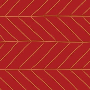 Medium Christmas Poinsettia Leaf Vein Chevrons with a Upsdell Red Background