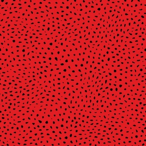 Medium scale red and black polka dots print