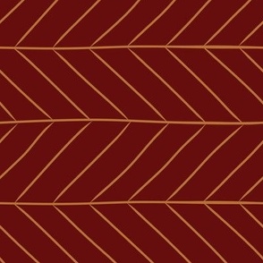 Medium Christmas Poinsettia Leaf Vein Chevrons with a Ox Blood Red Background