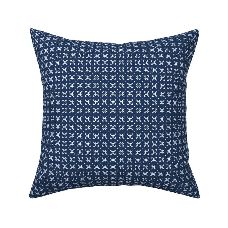 Sepal Square: Navy & White Geometric Floral