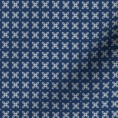 Sepal Square: Navy & White Geometric Floral