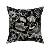 Otherworldly Botanicals - bright, quirky, large flowers and vines - selenium greyscale, black and white - extra large