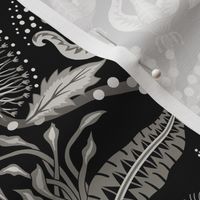 Otherworldly Botanicals - bright, quirky, large flowers and vines - selenium greyscale, black and white - large