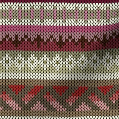 Five Fair Isle Bands in Dusty Rose and Sand