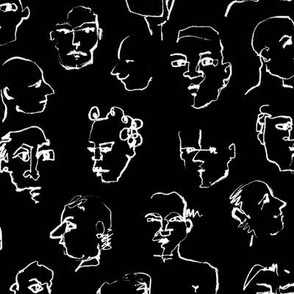 LARGE - A Sea of faces - White on black
