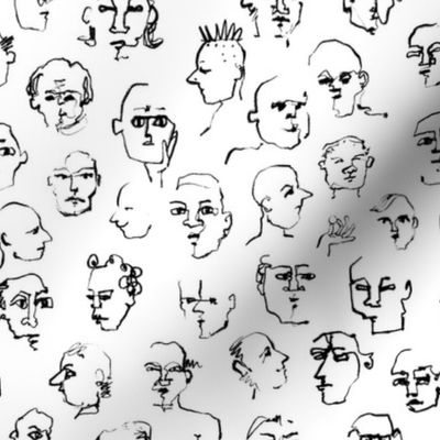 MEDIUM - A Sea of faces - black on white