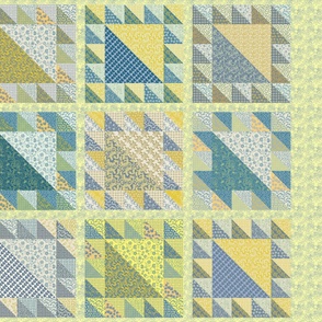 Blue & Gold Cheater Quilt