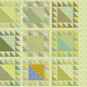 Gold & Green Cheater Quilt