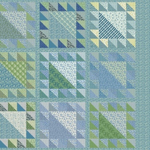 Teal Blue Cheater Quilt