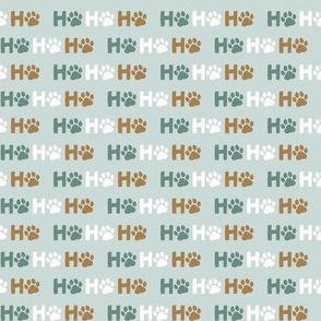 Ho Ho Ho Paw Print - Dusty Aqua, Small Scale