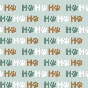 Ho Ho Ho Paw Print - Dusty Aqua, Medium Scale