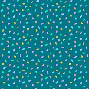 Rainbow Dots Dark Teal  small