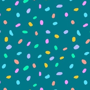 Rainbow Dots Dark Teal medium