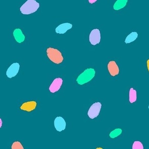 Rainbow Dots Dark Teal large