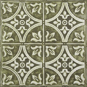 Pressed Tin Tiles green and gray Wallpaper