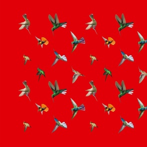 Hummingbird charm -  Red