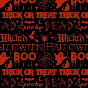 Halloween Text and Symbols (Red)