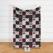 mama bear - patchwork woodland wholecloth - red and black - C22