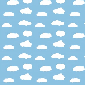 fluffy white clouds on blue sky, illustration
