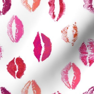 Lipstick Kissy Lips on White Tea Towel/Wall Hanging