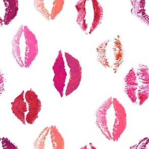 Lipstick Kissy Lips on White Tea Towel/Wall Hanging