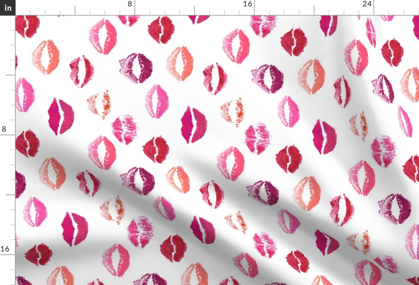 Lipstick Kissy Lips on White Tea Towel/Wall Hanging