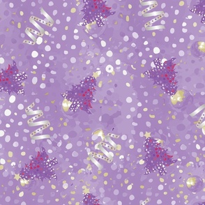 Holiday Soft Purple Trees & Dots & Ribbons