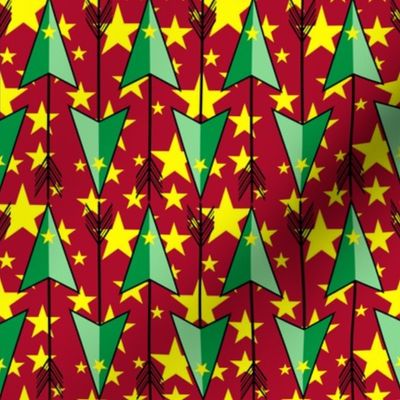 Stars and Christmas Tree arrows on red
