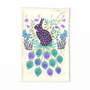 2024 Calendar Rabbit in the Strawberry Patch Tea Towel Wall Hanging 