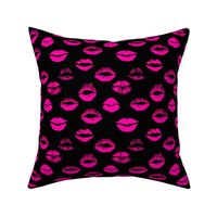 Hot Pink Neon Kissy Lips on Black