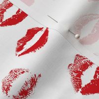 Red Lipstick Kissy Lips on White